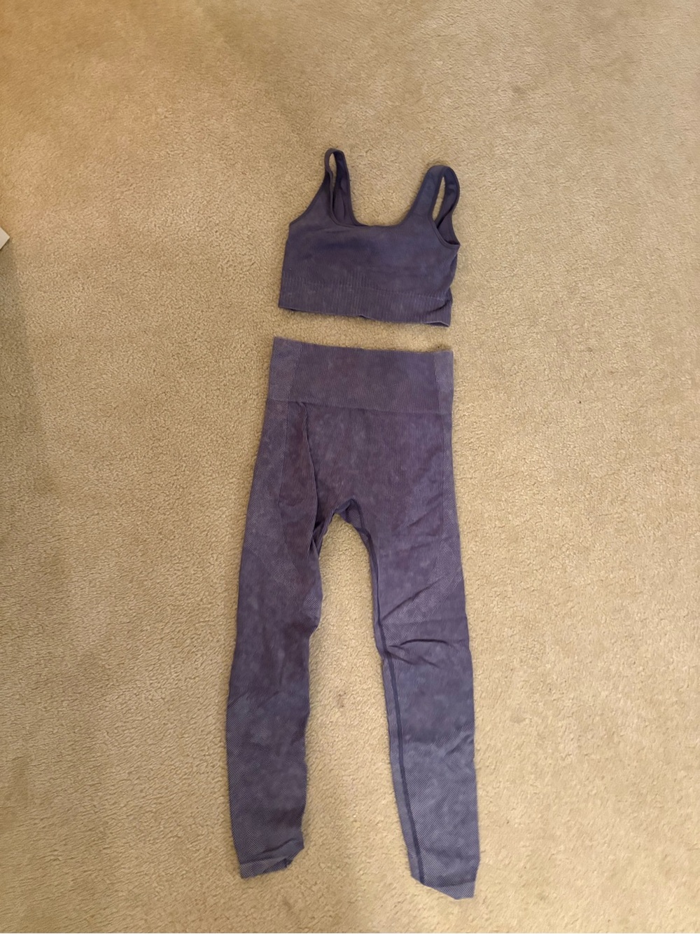 JoyLab Ribbed Tank & High-Waist Leggings Set in Lavender Gray